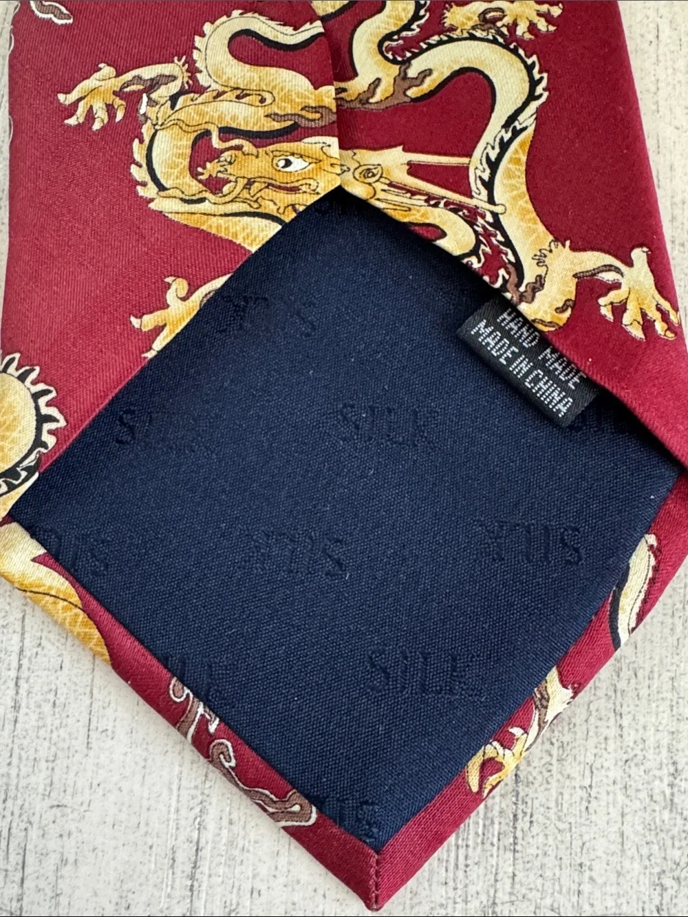 Vintage Chinese Dragon Novelty Print Silk Necktie